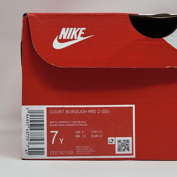 Nike COURT BOROUGH MID 2 YOUTH Sz 7Y  CD7782-110 White/University Red/Black New - Picture 8 of 11
